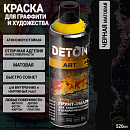 краска для граффити и дизайна ЧЕРНАЯ матовая универсальная DETON ART (аэрозоль, 520мл)